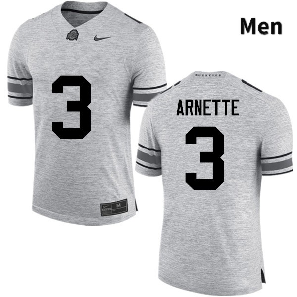 Ohio State Buckeyes Damon Arnette Men's #3 Gray Game Stitched College Football Jersey